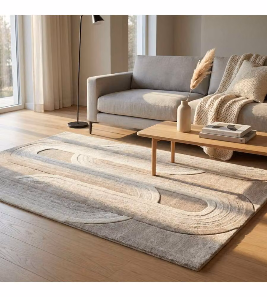 Cosma Tappeto Hugues Rettangolare in Lana Beige 160x230 Moderno Fisso