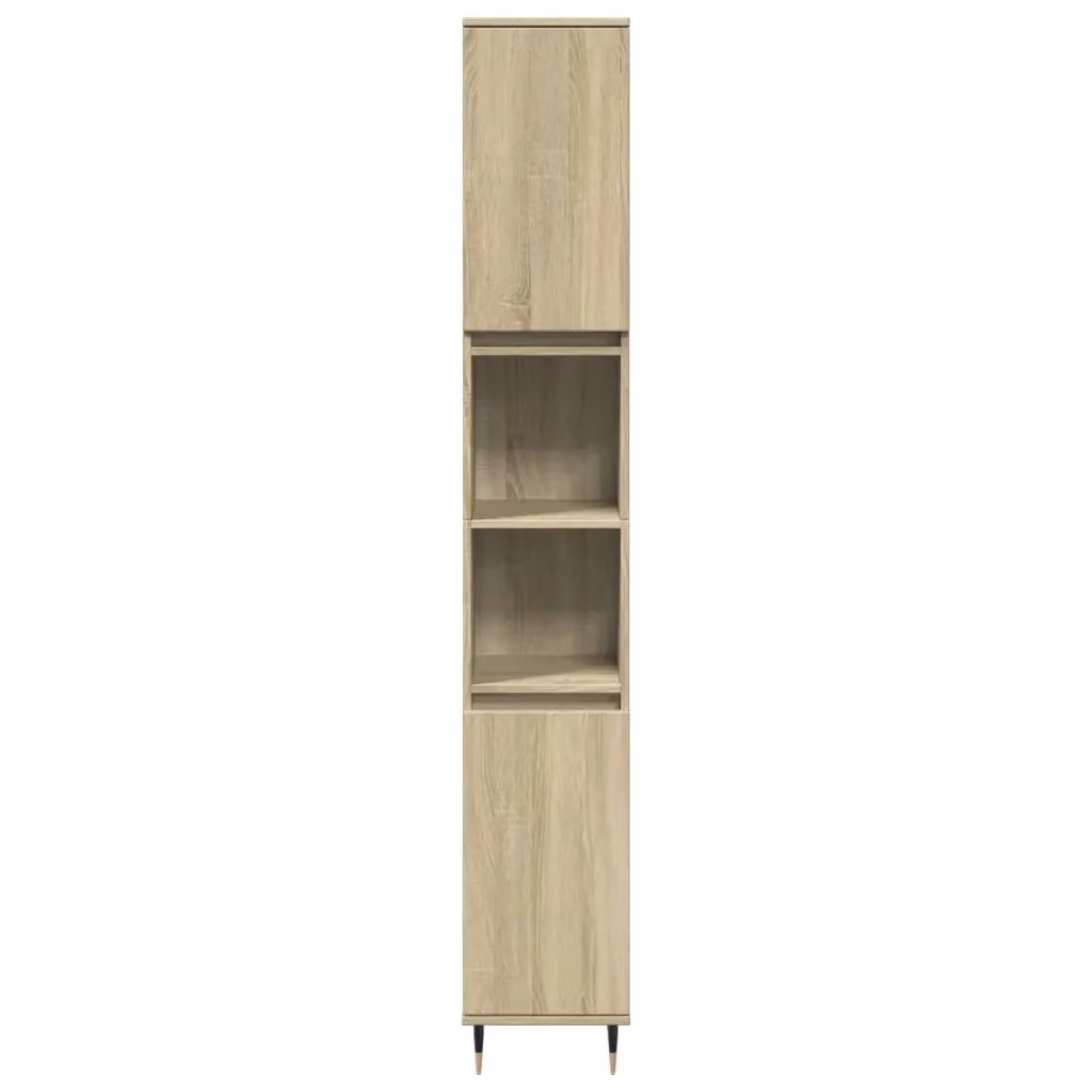 Mobiletto da bagno moderno HELLOSHOP26 in rovere color beige e marrone con ante a battente e ripiani interni, sospeso, L/P/H: 30 x 30 x 190 cm – 2