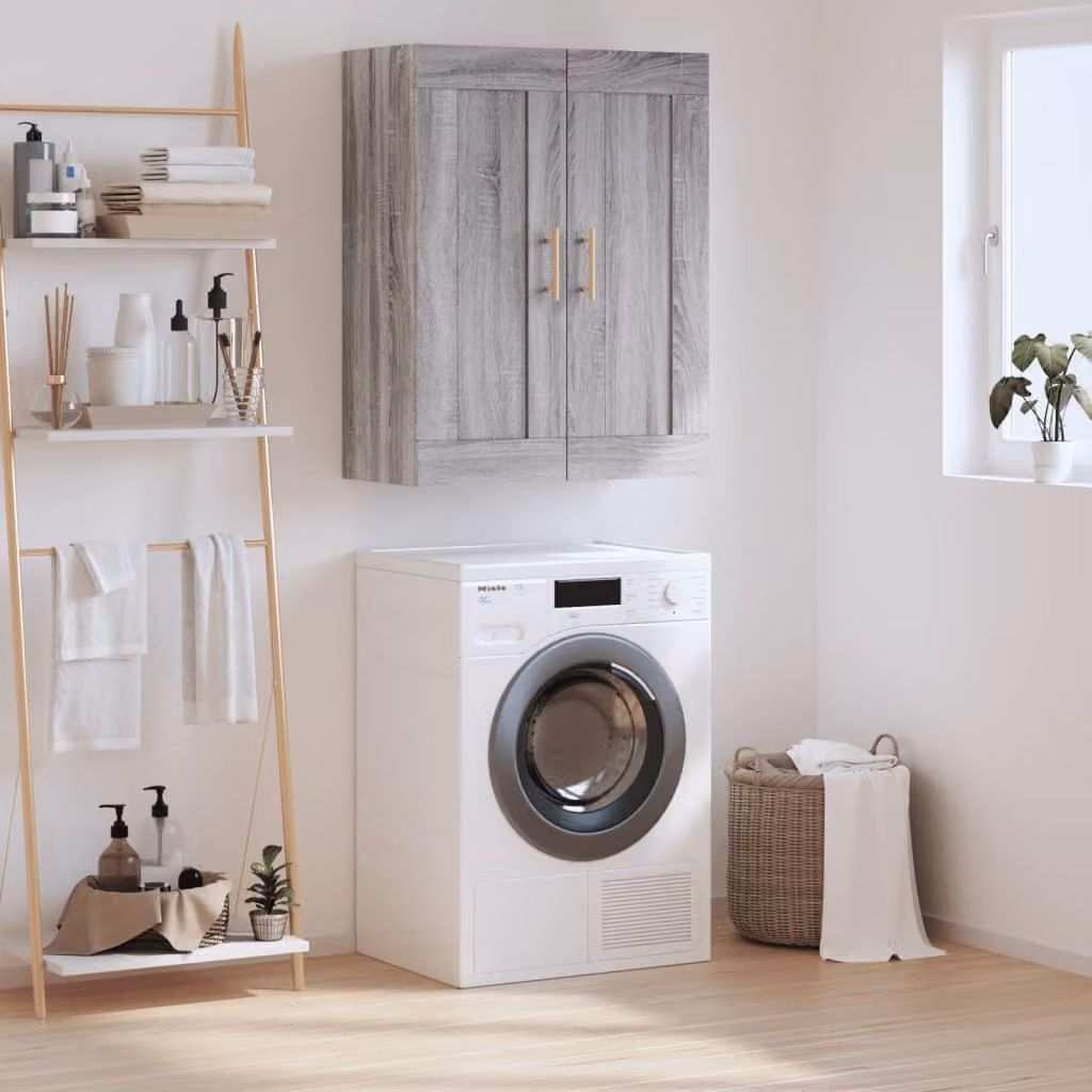 Mobile a parete vidaXL in legno multistrato Grigio Sonoma L: 69,5 cm, P: 34 cm, H: 90 cm