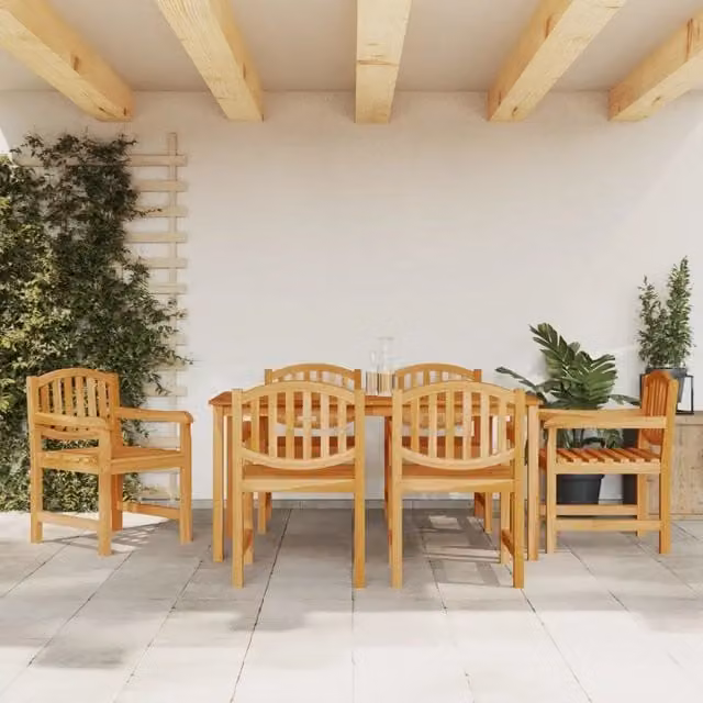 Set da pranzo da giardino vidaXL in legno di teak marrone, 7 pezzi – 1