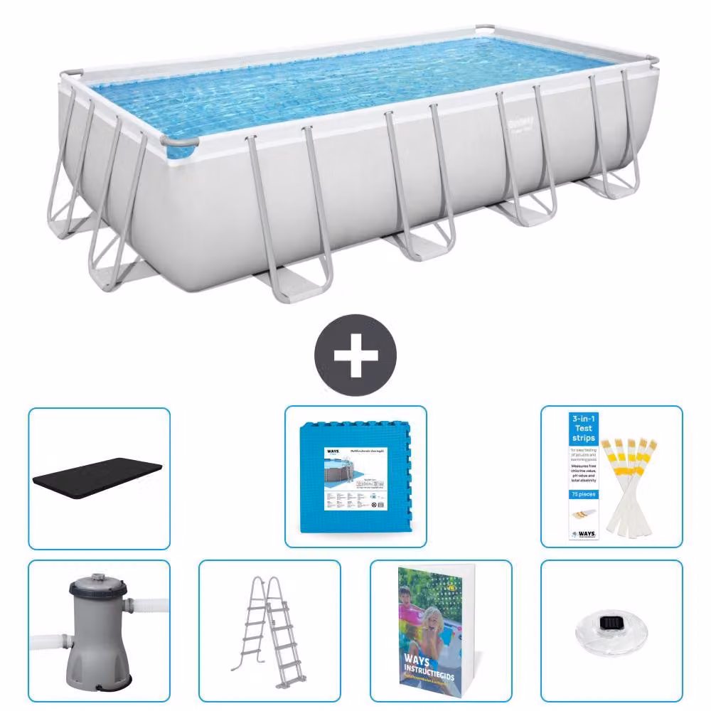 Bestway Power Steel, piscina rettangolare - 488x244x122 cm - composta da 6 parti, modello S674
