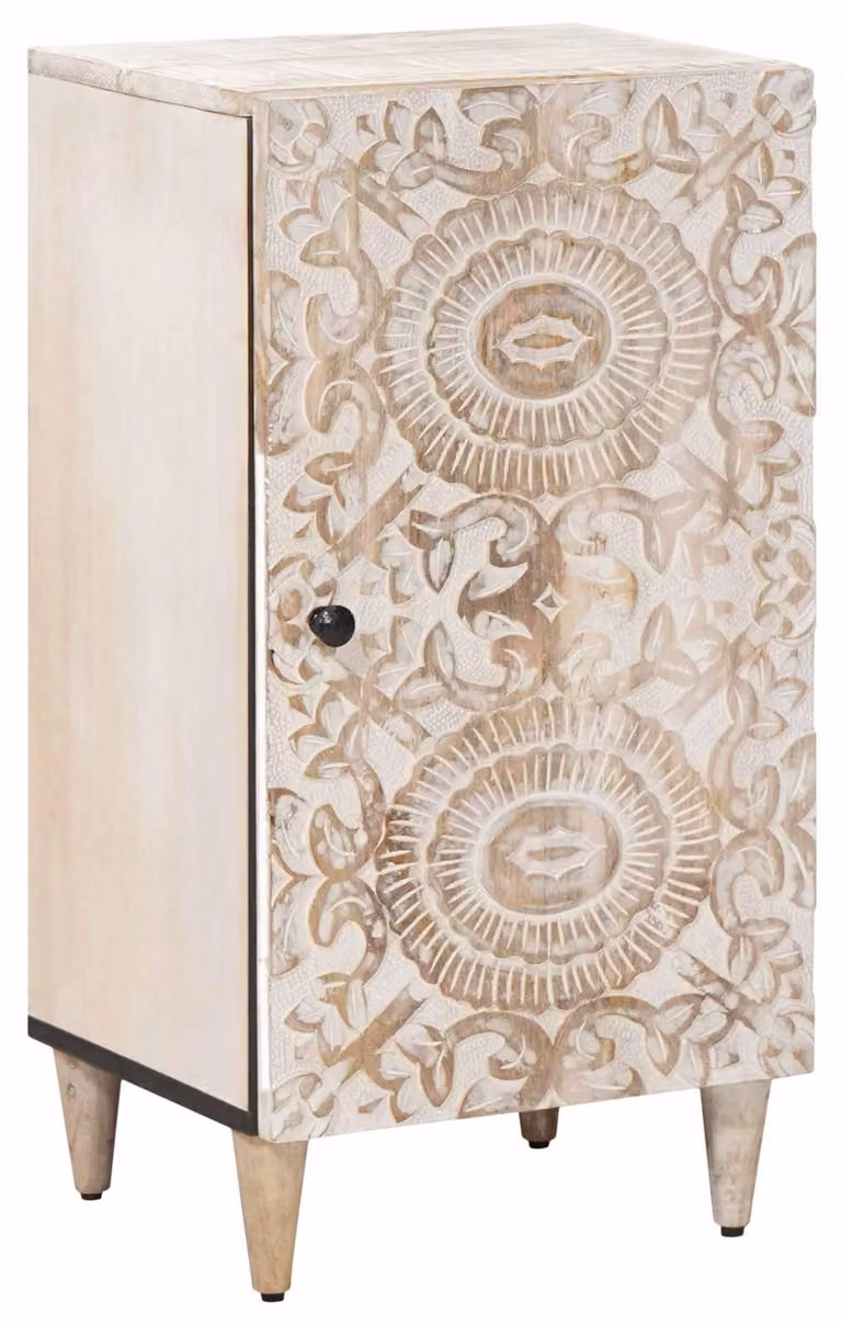 Credenza Bianco 40 x 33,5 x 75 cm Legno di mango massello