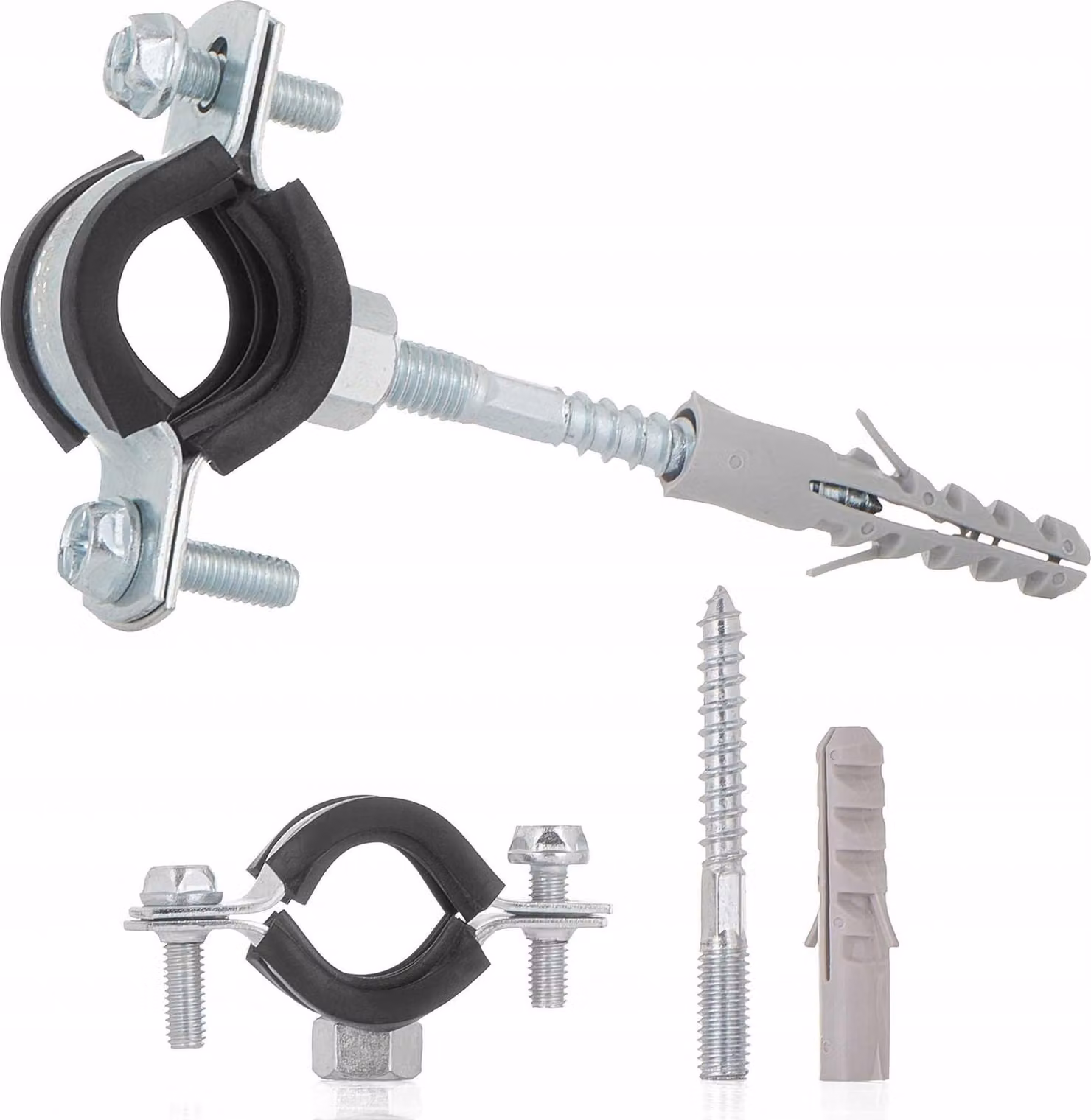 GEKO Fascetta stringitubo 3/4" 26-30 mm, con inserto in gomma, due viti G17290