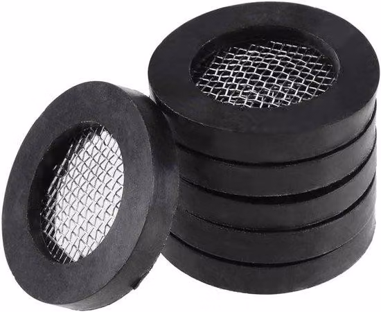 Set di anelli in gomma composto da 6 pezzi - Ø 19 mm, diametro interno Ø 12 mm, spessore 3 mm - Con filtro in acciaio inossidabile