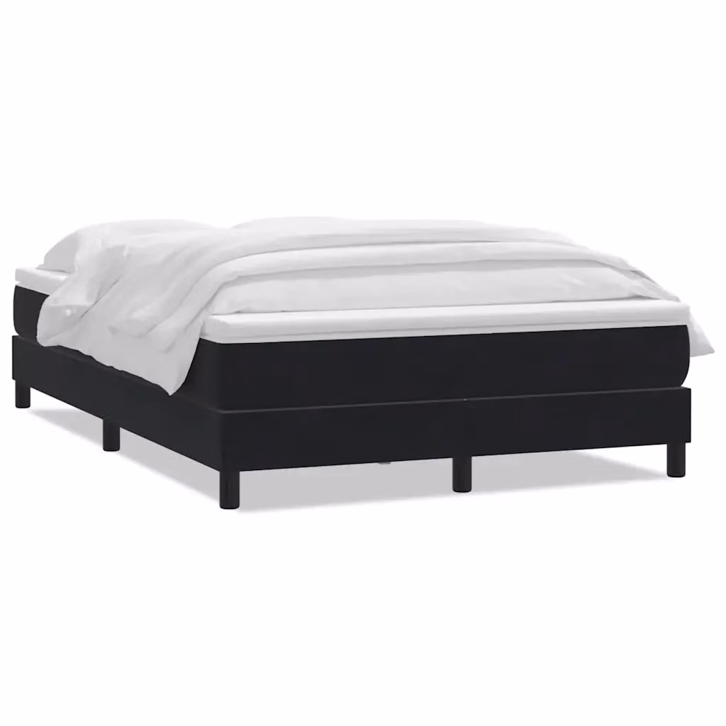 Letto Ibrido vidaXL con Giroletto a Molle e Materasso in Velluto Nero e Bianco L/P/H: 160 x 213 x 25 cm – 2