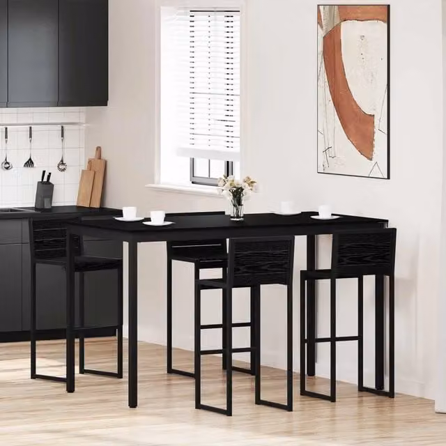 Tavolo da bar moderno rettangolare vidaXL in legno ingegnerizzato e metallo nero L: 180 cm, P: 90 cm, H: 105 cm – 1