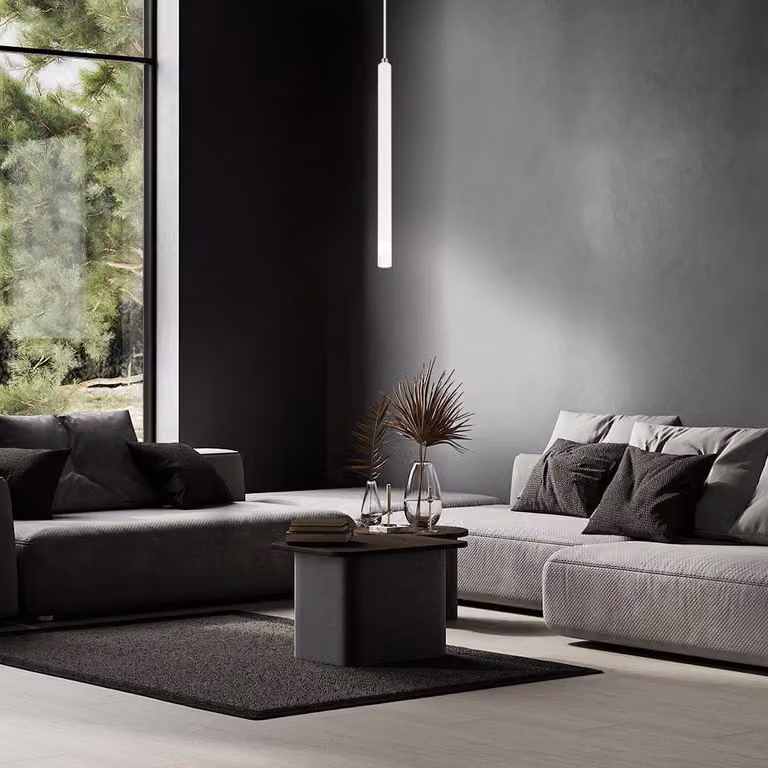 Lampada a sospensione, metallo bianco, satinato, H 120 cm