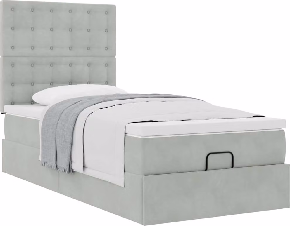 Struttura Letto Pouf con Materassi 90x200 cm in Velluto