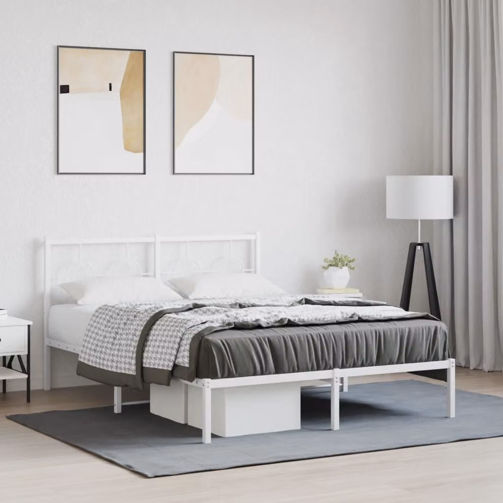 vidaXL Giroletto con Testiera in Metallo Bianco L/P: 140 x 190 cm