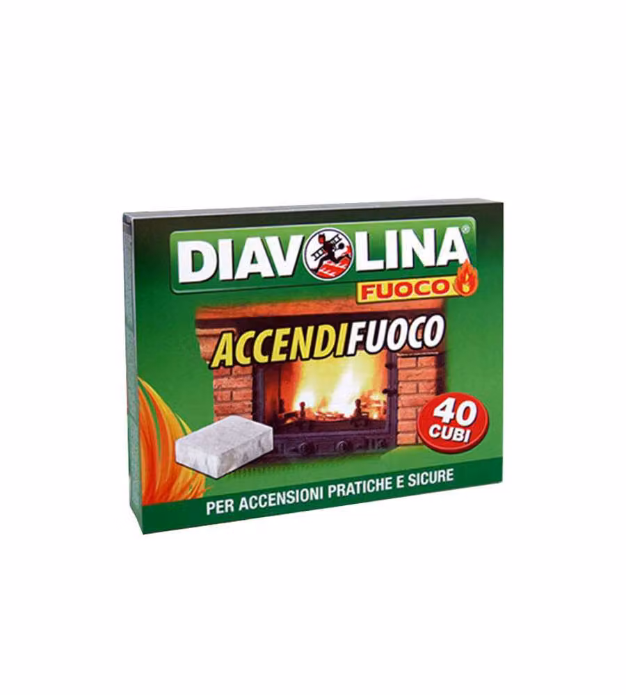 Diavolina Accendifuoco Cubi per Legno e Carbonella - 40 Pezzi