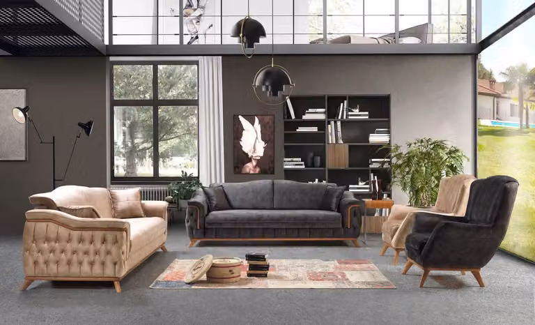 Set 4 tlg Sofagarnitur 3311 Sitzer Garnitur Sofa Modern Design Sofas