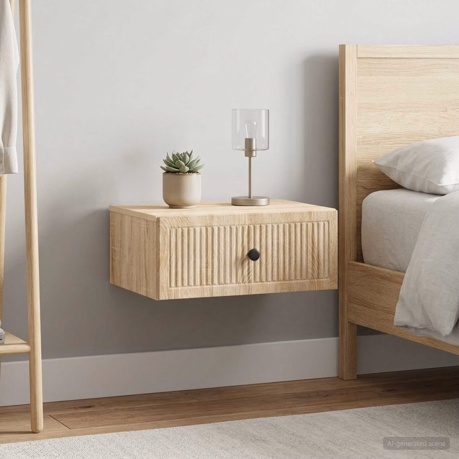 Set di 2 Armadi da Notte vidaXL in Rovere Sonoma, Montaggio a Parete, L 49 cm x P 34,5 cm x H 20 cm