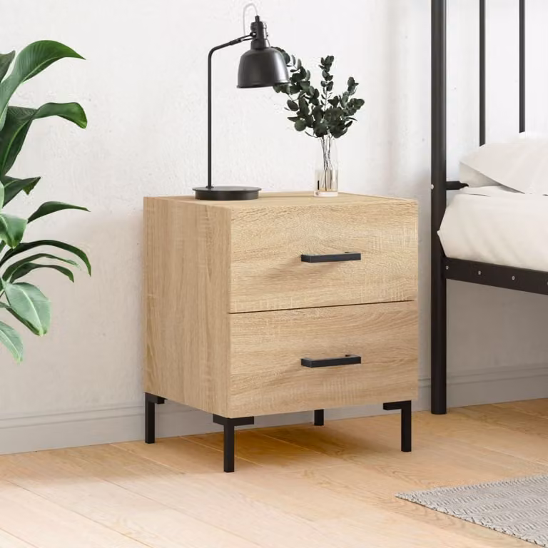 Comodino vidaXL in Rovere Sonoma e Legno Multistrato, L 40 cm x P 35 cm x H 47,5 cm