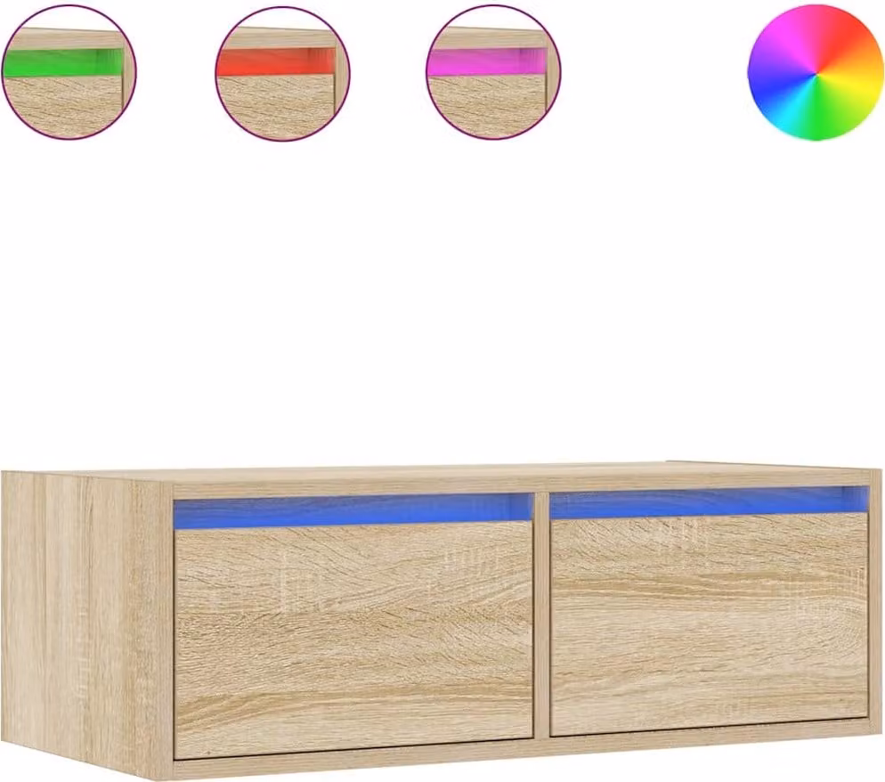 Mobile Porta TV con Luci LED Rovere Sonoma 75x35,5x25 cm