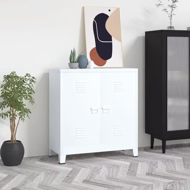 Armadio Classificatore Industriale vidaXL Bianco con Ripiani Regolabili L: 90 cm, P: 40 cm, H: 100 cm