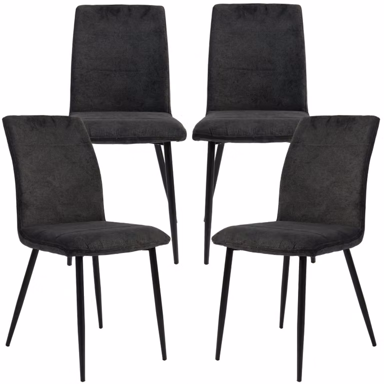 Sedie da pranzo moderne con rivestimento in tessuto - comode sedie da tavolo con parte anteriore impunturata - sedie da cucina imbottite con schienale curvo per un maggiore comfort di seduta , Qtà:4 pz;Colore:Antracite
