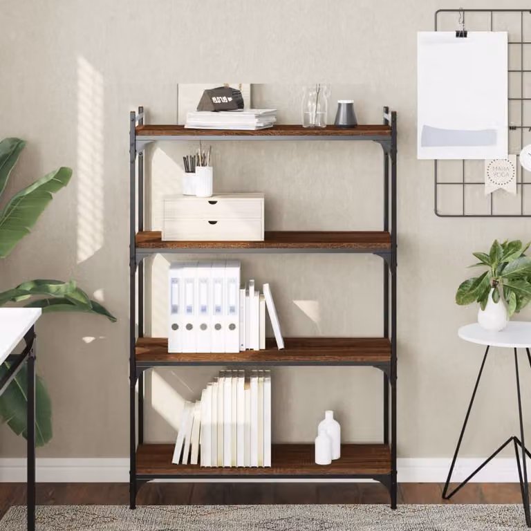 Libreria vidaXL in stile industriale con 4 ripiani, Rovere Marrone, L 80 cm x P 30 cm x H 120 cm