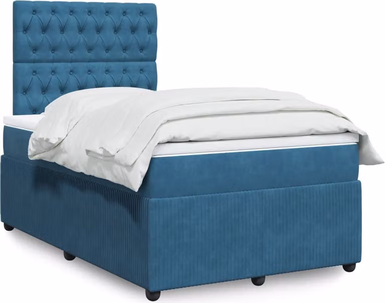 Maison Exclusive - Letto boxspring con materasso blu 120x200 cm in velluto