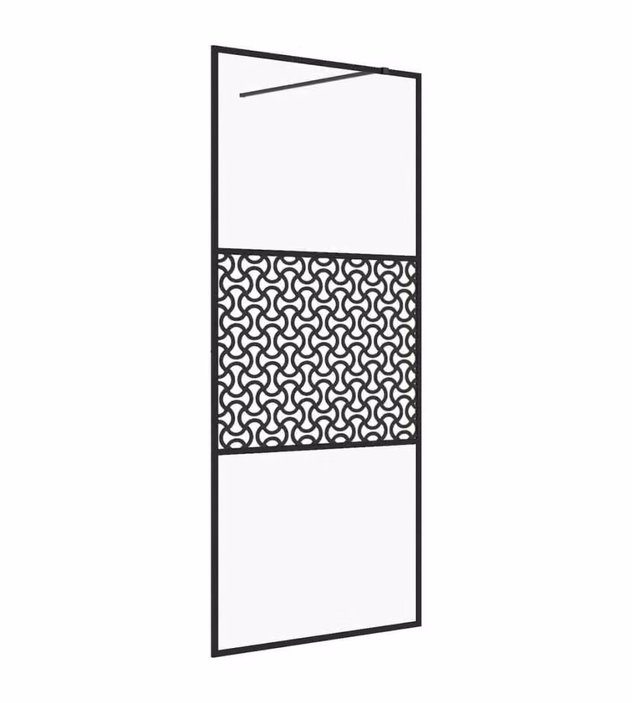 Parete per Doccia Walk-in vidaXL in Vetro Trasparente ESG, Colore Nero, L: 90 cm, H: 195 cm – 2