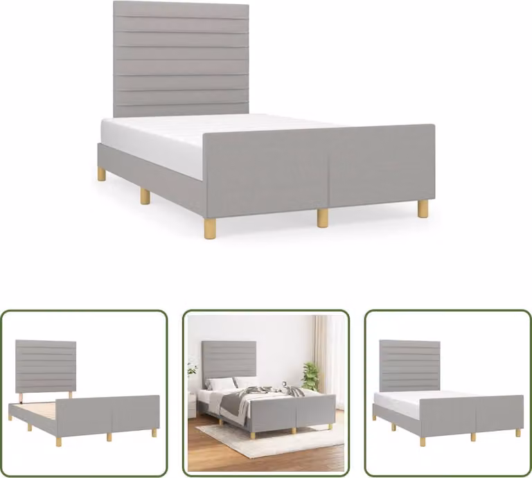 The Living Store Struttura letto con testiera in tessuto grigio chiaro 120x190 cm