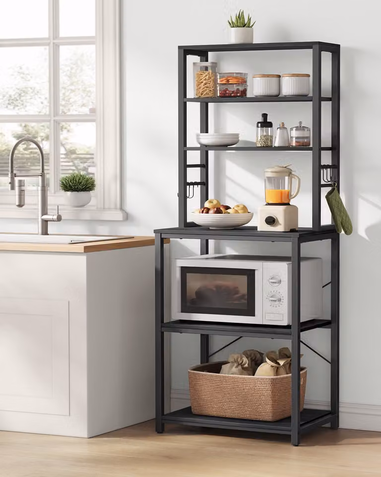 Scaffale da cucina VASAGLE, ripiano in piedi, 40 x 60 x 167 cm, grigio antracite-nero inchiostro