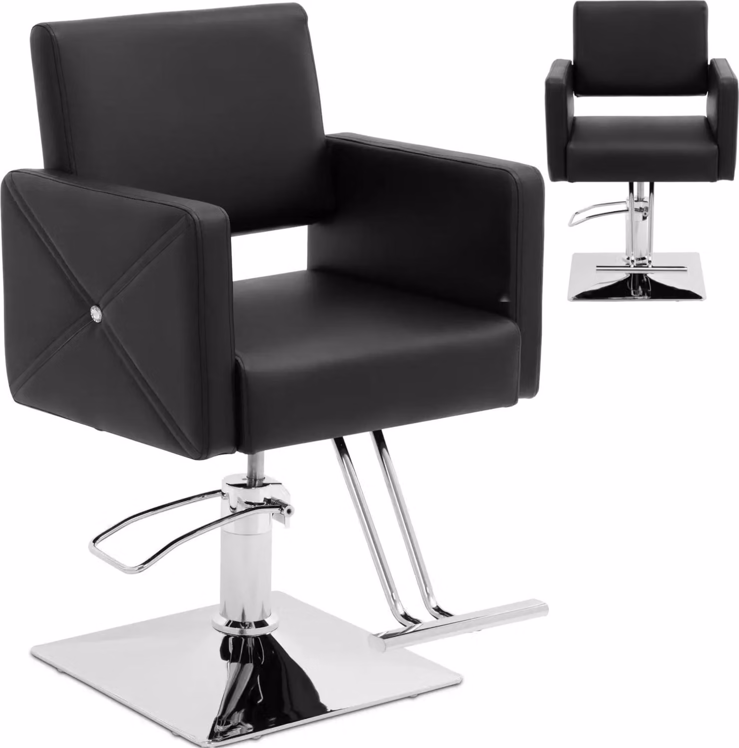 Expondo physa Poltrona da parrucchiere Carlisle con poggiapiedi - Altezza seduta 45 - 55 cm - 150 kg - Nero