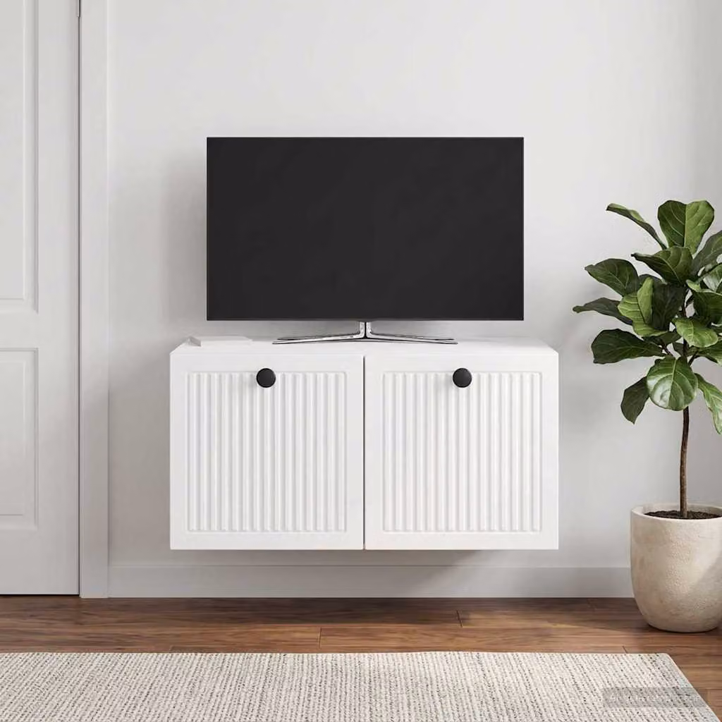 vidaXL Mobile Porta TV da Muro Moderno Bianco Lucido L: 59,5 cm, P: 41 cm, H: 30 cm