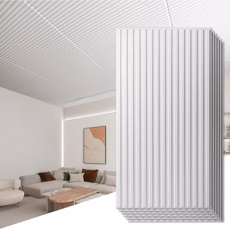 Set di 12 pannelli murali in PVC 3D, robusti, decorativi, di colore bianco, dimensioni 50x50 cm