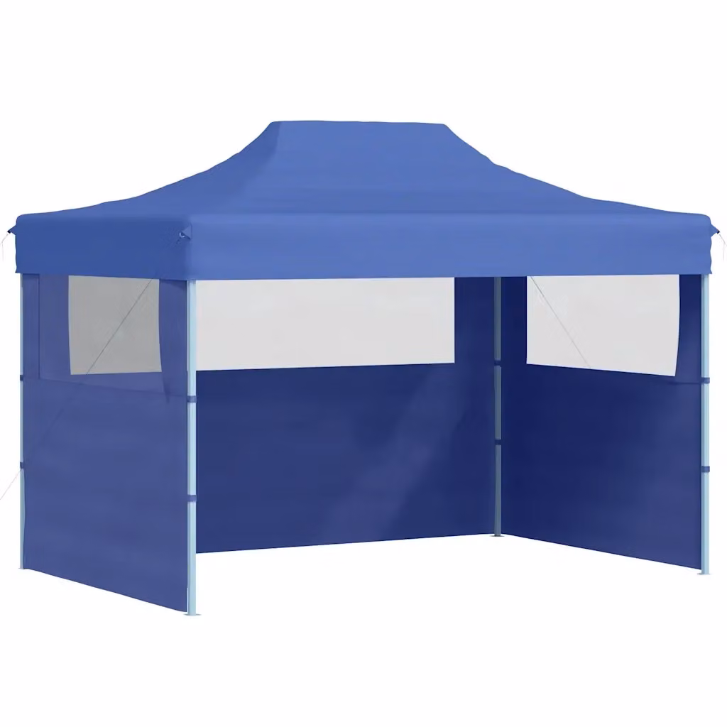 Gazebo professionale pieghevole vidaXL con 3 pareti in acciaio e PVC, colore blu, L/P/H: 400 x 300 x 280 cm – 2