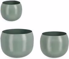 Set di 3 porta vasi in acciaio KEYRA colore verde salvia