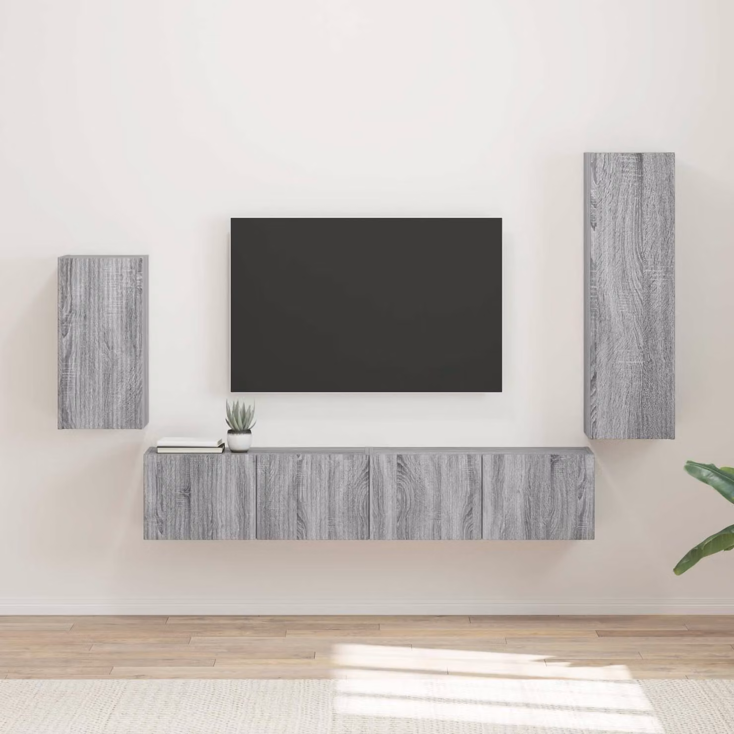 Set mobile TV moderno vidaXL in 4 pezzi Grigio Sonoma in legno e MDF