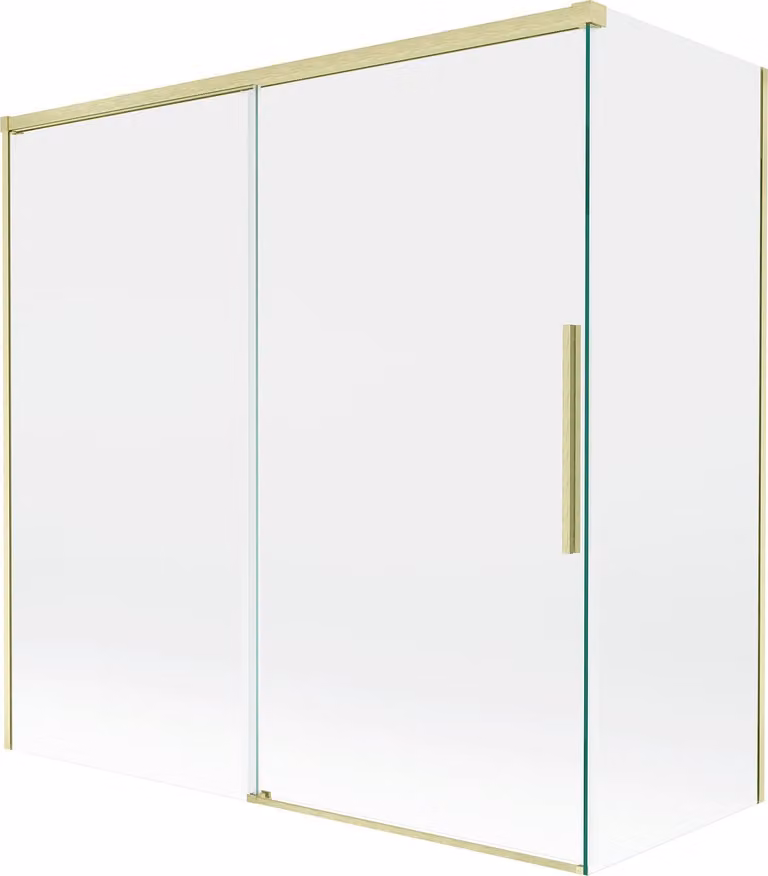 Mexen Rox paravento per doccia scorrevole a 2 ante 160 + 70 x 150 cm, trasparente, oro spazzolato - 8C9-160-070-55-00