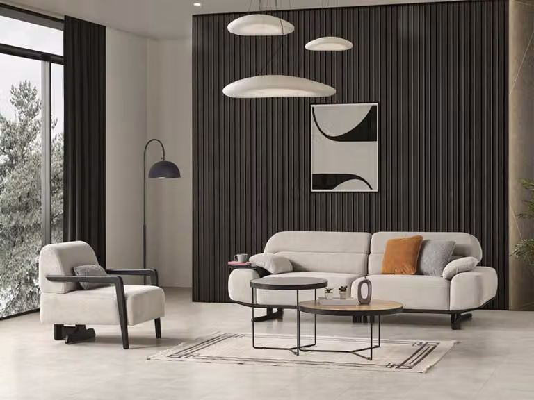 Moderne Sofa Komplett 3+1 Sitzer Wohnzimmer Sessel mit Dreisitzer Sofa Couch
