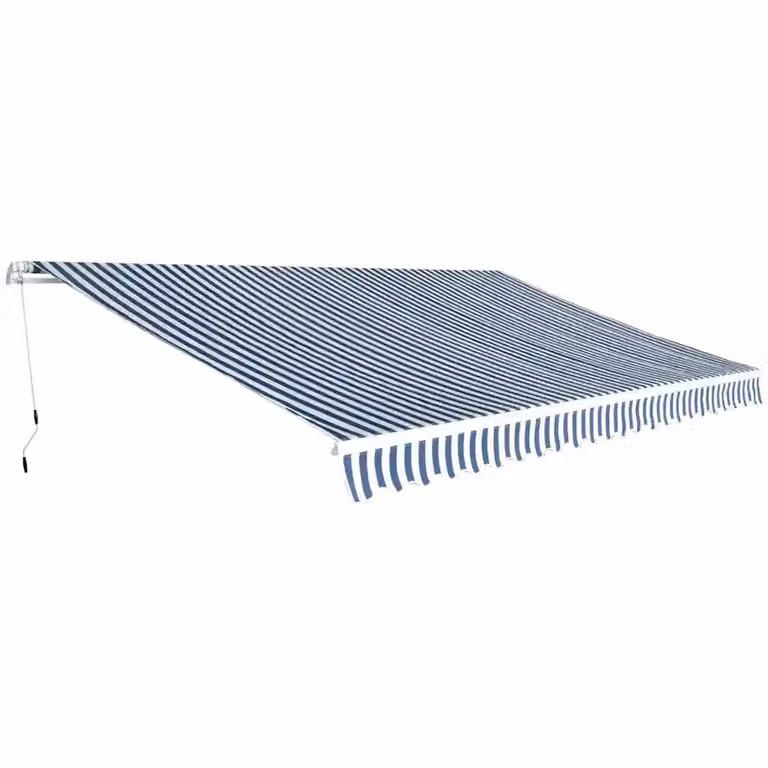 vidaXL Tenda da Sole Pieghevole Manuale con Manovella in Alluminio e Poliestere, Blu/Bianca, L: 500 cm