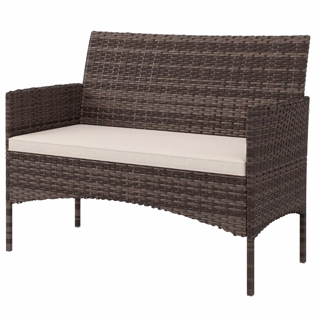 Divano da giardino a 2 posti Outsunny Xylo in polyrattan con cuscini beige e telaio in metallo – 2