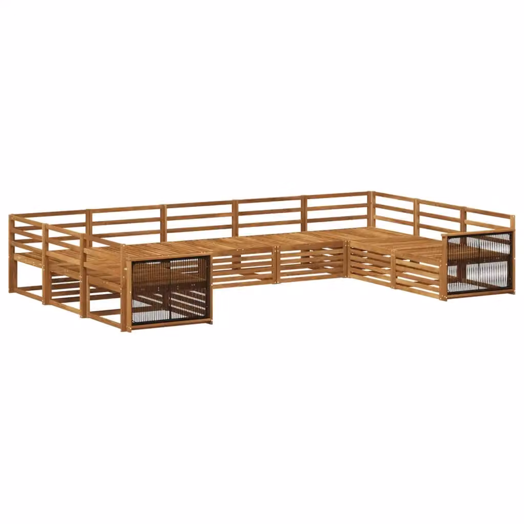 Set di divani da esterno a L vidaXL in legno di acacia massello marrone con cuscini inclusi – 2