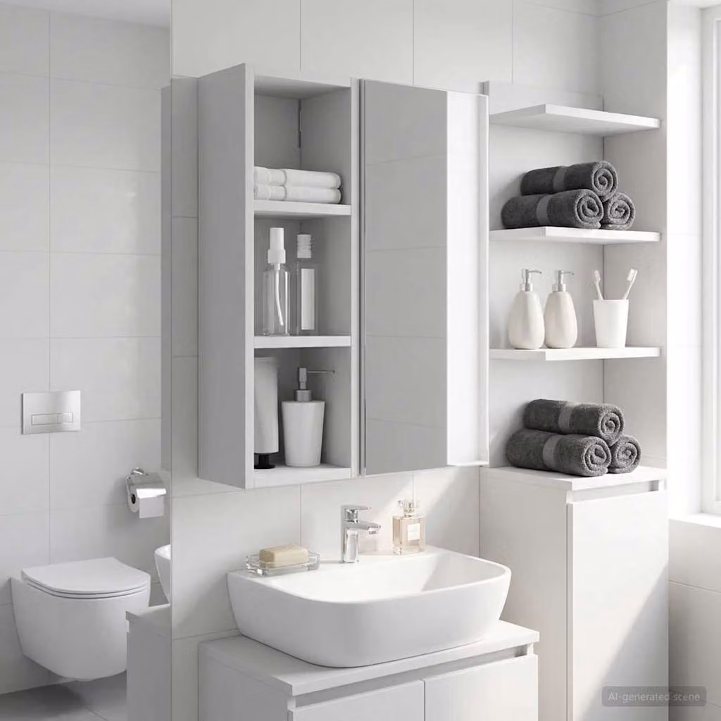 Armadio da bagno a muro moderno vidaXL Bianco L/P/H: 20 x 16 x 62,5 cm