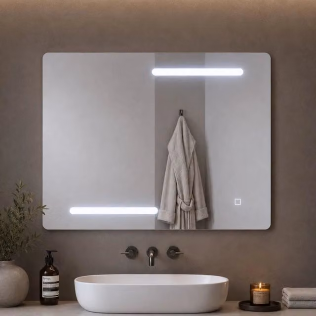 Specchio rettangolare con LED OGOMONDO bianco con interruttore touch e luce dimmerabile L: 80 cm, H: 60 cm