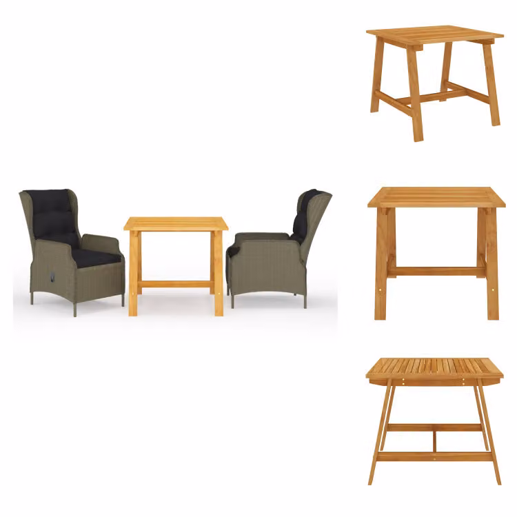 vidaXL Set da pranzo da giardino 3 pezzi marrone - Set di mobili da giardino