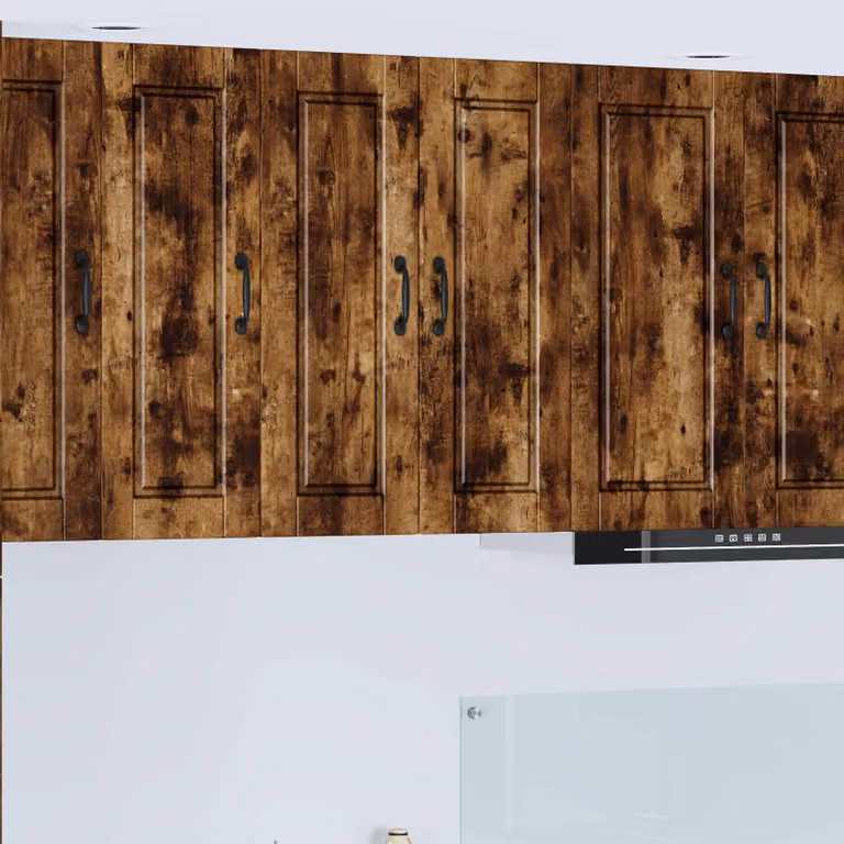 Set di 2 armadietti a muro vidaXL PORTO in legno ingegnerizzato Rovere fumé marrone per cucina moderna