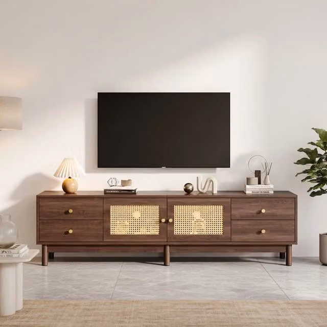 Cassettiera TV marrone in truciolato lunga 180 cm
