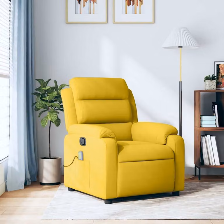 vidaXL Poltrona Relax Reclinabile in Velluto Giallo con Braccioli e Struttura in Legno e Metallo