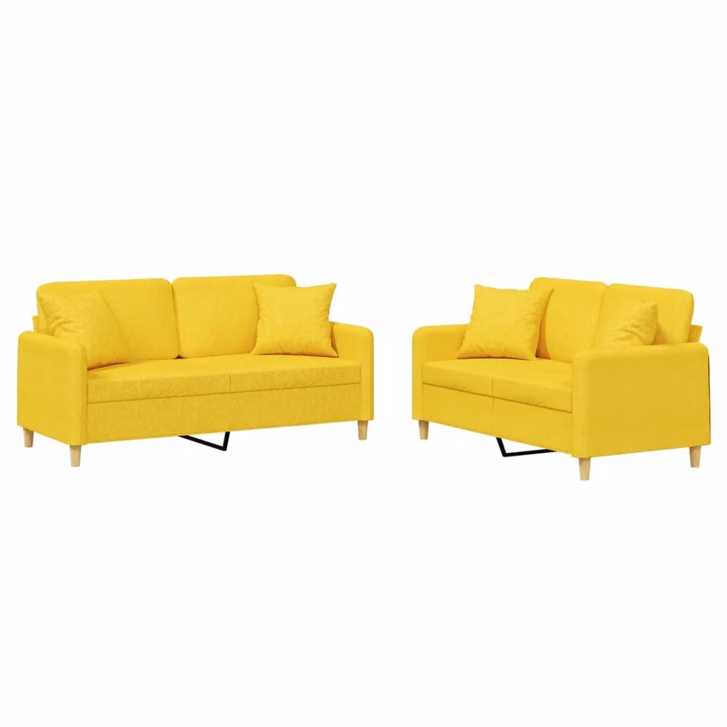 set divano 2 pezzi con cuscini Tessuto giallo chiaro