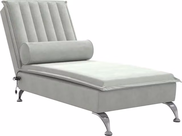 Chaise Longue Massaggi Cuscino a Rullo Grigio Chiaro in Velluto CFW2916795