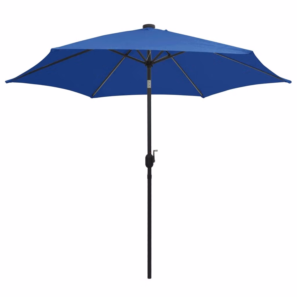 vidaXL Ombrellone con illuminazione a LED e palo in alluminio 300 cm azzurro