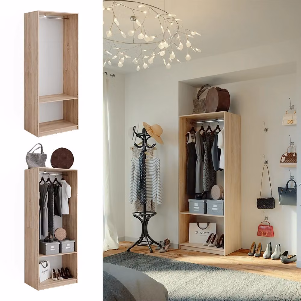 Armadio Elmo Vicco colore marrone con ripiani e appendiabiti L: 80 cm, H: 200 cm, P: 50 cm – 2