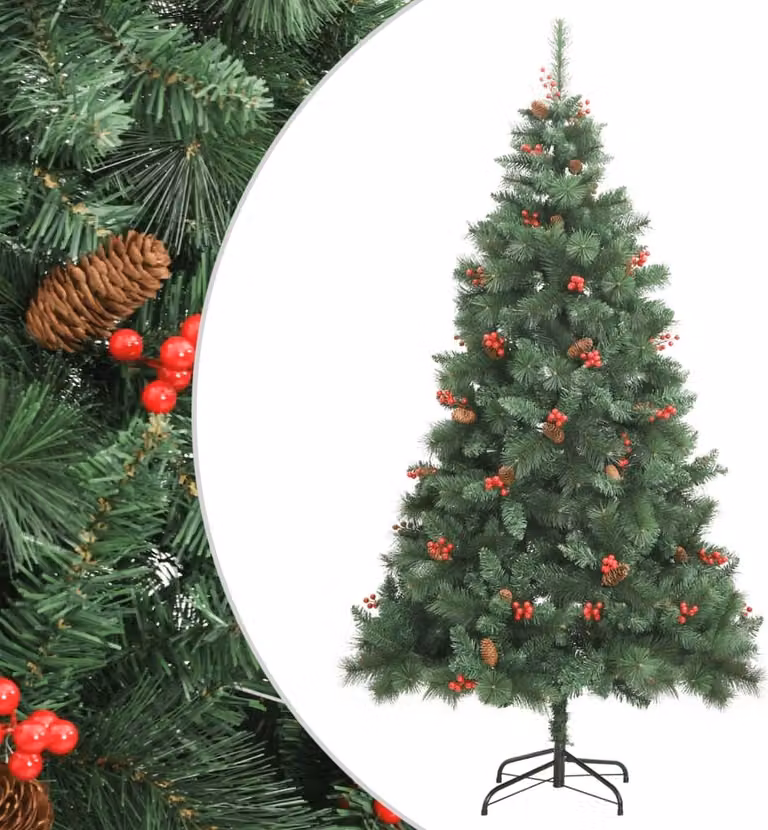 Maison Exclusive - Albero di Natale artificiale pieghevole con pigne e bacche, 240 cm
