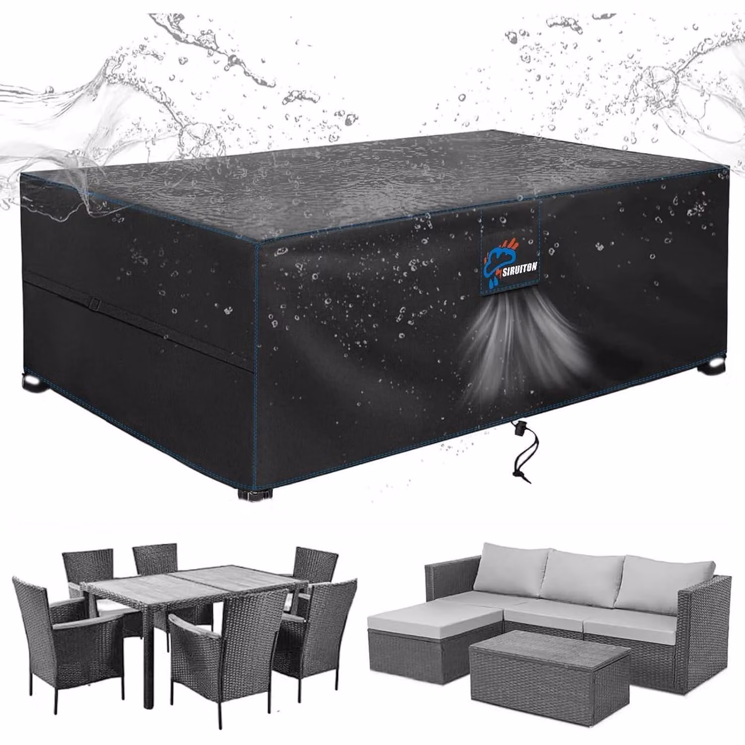 Copertura per mobili da giardino, dimensioni 170x94x70 cm, impermeabile, resistente al vento, resistente ai raggi UV, realizzata in tessuto Oxford 420D