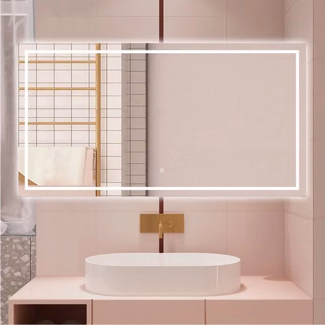 Specchio da bagno AICA bianco con luce LED dimmerabile, interruttore touch e funzione antiappannamento, L: 70 cm, P: 50 cm