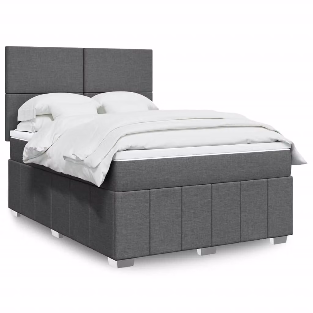 vidaXL Letto Ibrido con Materasso a Molle Insacchettate e Struttura in Legno di Pino, Grigio e Bianco, L/P/H: 140 x 190 x 150,5 cm